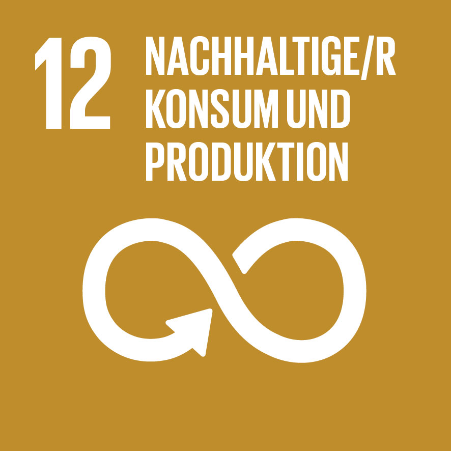 Logo SDG 12 nachhaltiger Konsum und nachhaltige Produktion: Kreislaufpfeil; Ziele für nachhaltige Entwicklung